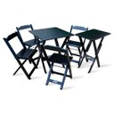 Ver imagem 1 de Conjunto De Mesa 70x70 E Mesa Aparador Dobrável Com 4 Cadeiras Tarimatã Para Area Gourmet - Preto