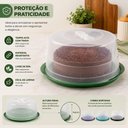 Ver imagem 4 de Boleira Alta 35cm com Tampa Trava Porta Bolo Torta Sobremesa Expositor Padaria Confeitaria Multiuso