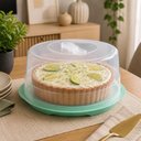 Ver imagem 3 de Boleira Alta 35cm com Tampa Trava Porta Bolo Torta Sobremesa Expositor Padaria Confeitaria Multiuso