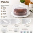 Ver imagem 7 de Boleira Alta 35cm com Tampa Trava Porta Bolo Torta Sobremesa Expositor Padaria Confeitaria Multiuso