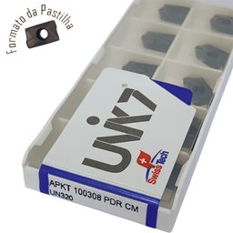 Inserto Pastilha Apkt 100308 Pdr Cm Un320 Unik7 - 3 Caixas + Fresa de Brinde - 2