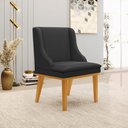 Ver imagem 2 de Kit 6 Cadeiras Decorativas Sala de Jantar Base Fixa de Madeira Firenze PU Preto Fosco/Castanho G19 -