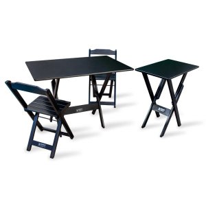 Conjunto De Mesa Dobrável 1,10x70 Com 2 Cadeiras Com Mesa Aparador Tarimatã Para Area Gourmet - Pre