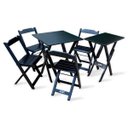 Ver imagem 1 de Jogo De Mesa 70x70 Com 4 Cadeiras E Mesa Aparador Tarimatã Para Area Gourmet - Preto