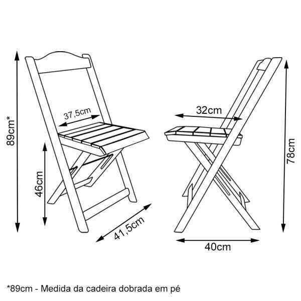 Conjunto De Mesa Dobrável 60x60 Com 4 Cadeiras Mais Mesa Aparador Tarimatã - Preto - 5