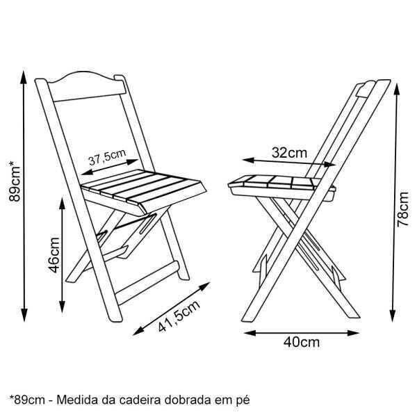 Conjunto De Mesa Dobrável 70x70 Com 4 Cadeiras Com Mesa Aparador Tarimatã - Preto - 5