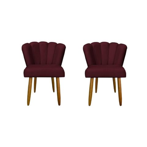 Kit 2 Cadeiras de Jantar Flor em Veludo Reforçada - Balaqui Decor Cor:bordo Bordo