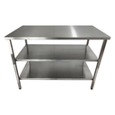 Ver imagem 2 de Mesa de Aço Inox Industrial 110x60x90 Cm com 2 Prateleiras Plano Liso Nortinox