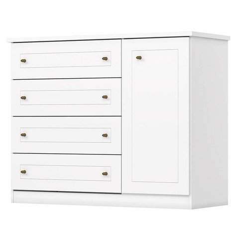 Berço Multifuncional Atlanta e Cômoda Infantil Americano Henn Branco Ambiente Fosco com Colchão Gazi