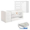 Ver mais imagens de Berço Multifuncional Atlanta e Cômoda Infantil Americano Henn Branco Ambiente Fosco com Colchão Gazi