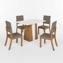 Ver imagem 7 de Conjunto Sala de Jantar Orus 4 Lugares Tampo MDF Cadeiras 100% Pintadas Off White e Marrom Amêndoa