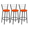 3 Banquetas Média Cozinha Balcão Bar Bistrô - Laranja - 1