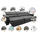 Ver imagem 3 de Sofá Retrátil e Reclinável 3.52m Molas Ensacadas Cama inBox Botonê Espuma Viscoelástico Cinza