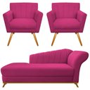 Ver imagem 2 de Kit Diva Recamier Vanessa 140cm Lado Esquerdo e 02 Poltronas Laura Suede Pink - Amarena Móveis