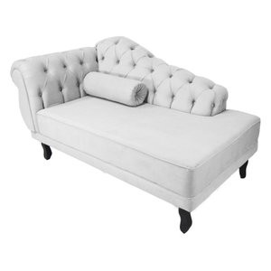 Recamier Namoradeira Divã Lado Direito Larissa Suede Branco - Ds Estofados