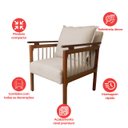 Ver imagem 5 de Kit 2 Poltrona Sala Decorativa Ayla Estofada Boucle Bege Base Madeira Castanho - Arkell