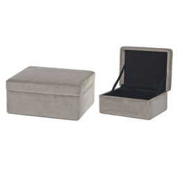 Porta Jóias de Tecido Bege e Veludo Interno Bec 07cmx12cmx16cm - 1