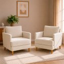 Ver imagem 1 de Kit 2 Poltronas Decorativas Serena para Sala Recepção Escritório Bouclé Premium Luxo Contemporâneas