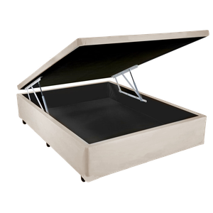 Cama Box Baú Casal Black Acolchões Corino Bege 41x138x188