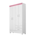 Ver imagem 2 de Guarda Roupa Roupeiro Solteiro 42860 04 Portas 02 Gavetas Astro Branco Rosa Flex Demóbile