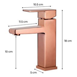 Torneira Banheiro Cor Rose Luxo Aço Inox 304 Misturador Monocomando Brinovar - 7