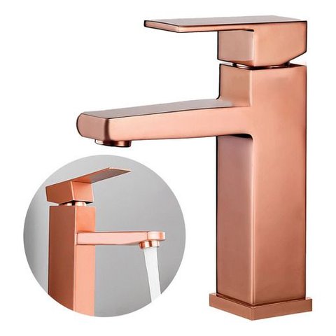 Torneira Banheiro Cor Rose Luxo Aço Inox 304 Misturador Monocomando Brinovar