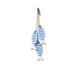 Penduricalho Trio de Peixes em Madeira  com Listra Azul Clara 41x9x5,5 - 2