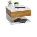 Ver imagem 1 de Mesa de Cabeceira Suspensa Com Gaveta e Prateleira Cor Branco e Madeira MVD Móveis