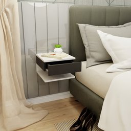 Mesa de Cabeceira Suspensa Com Gaveta e Prateleira Cor Preto e Branco MVD Móveis - 4