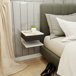 Mesa de Cabeceira Suspensa Com Gaveta e Prateleira Cor Preto e Branco MVD Móveis - 3