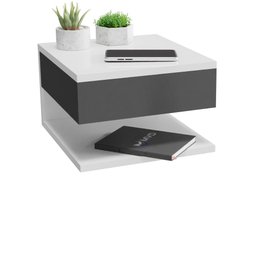 Mesa de Cabeceira Suspensa Com Gaveta e Prateleira Cor Preto e Branco MVD Móveis - 1
