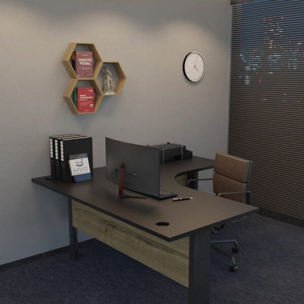 Nicho Decorativo Quarto Sala Escritório Colmeia Hexagonal Cor Imbuia MVD Móveis - 2