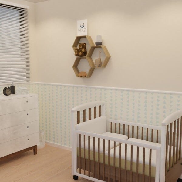 Nicho Decorativo Quarto Sala Escritório Colmeia Hexagonal Cor Imbuia MVD Móveis - 3