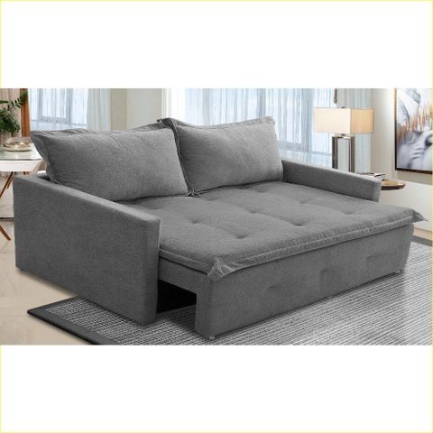 Sofá sem Caixa Retrátil e Reclinável 1,65m com Molas Maira Boucle Cinza Rover & Beato