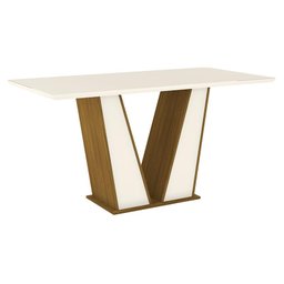 Mesa de Jantar Kimberly 160 cm Tampo Reto com Vidro Nature Off White – Henn - 1