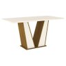 Mesa de Jantar Kimberly 160 cm Tampo Reto com Vidro Nature Off White – Henn - 1
