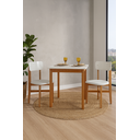 Ver imagem 1 de Mesa de Jantar Base Madeira Maciça com 2 Cadeiras Elisa Ideal para Apartamento 80x80 Off White