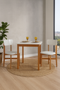 Ver imagem 1 de Mesa de Jantar Base Madeira Maciça com 2 Cadeiras Elisa Ideal para Apartamento 80x80 Off White