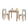 Mesa de Jantar Base Madeira Maciça com 2 Cadeiras Elisa Ideal para Apartamenteo 80x80 Off White - 2