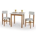 Ver imagem 2 de Mesa de Jantar Base Madeira Maciça com 2 Cadeiras Elisa Ideal para Apartamento 80x80 Off White