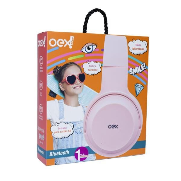 Fone de Ouvido Bluetooth Oex Teen Pop Hs314, Sd, Microfone, Rosa - 1