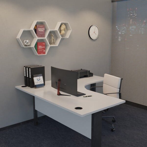 Kit 5 Nichos Decorativos Quarto Sala Escritório Colmeia Hexagonal Cor Branco MVD Móveis - 3