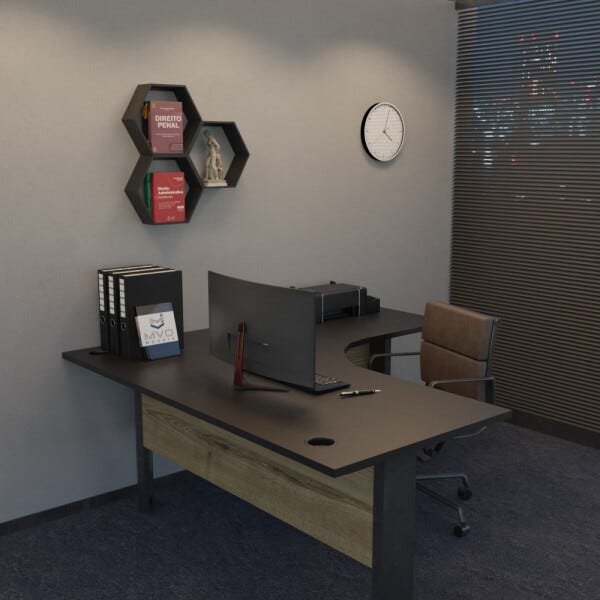 Kit 3 Nichos Decorativos Sala Quarto Escritório Colmeia Hexagonal Cor Preto MVD Móveis - 2