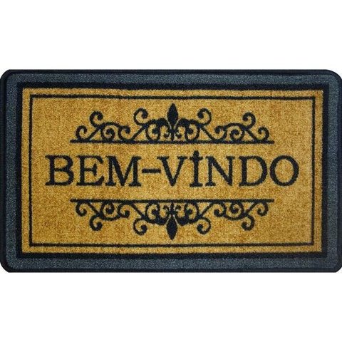Capacho Boucle Bem Vindo Prestige Bege 0,45x0,75M - Niazitex