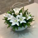 Ver imagem 2 de Arranjo Grande Centro de Mesa Lírio Branco Artificial Vaso Branco Decore Fácil Shop