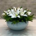 Ver imagem 3 de Arranjo Grande Centro de Mesa Lírio Branco Artificial Vaso Branco Decore Fácil Shop