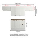 Ver imagem 3 de Cozinha Armário 5 Peças Balcão com Tampo 280 cm Unna Branco Poliman