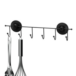 Suporte com 6 Ganchos Preto com Adesivo Dupla Face Cabide Black - 4