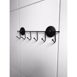 Suporte com 6 Ganchos Preto com Adesivo Dupla Face Cabide Black - 5