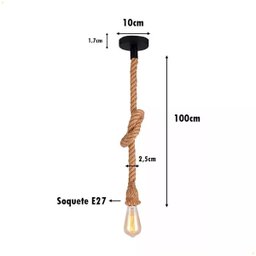 Pendente Corda Retrô Víntage Rustico Decorativo Soquete E27 - 3